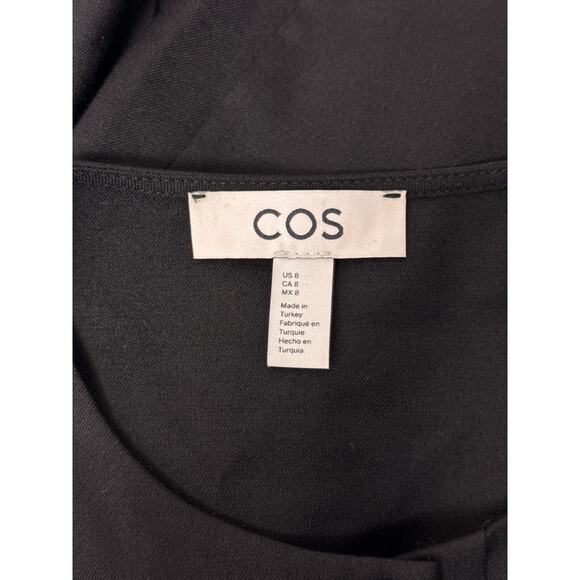 COS Dress 8 Womens Black Suit Wool Pleated 3/4 Minimalist - Picture 7 of 8